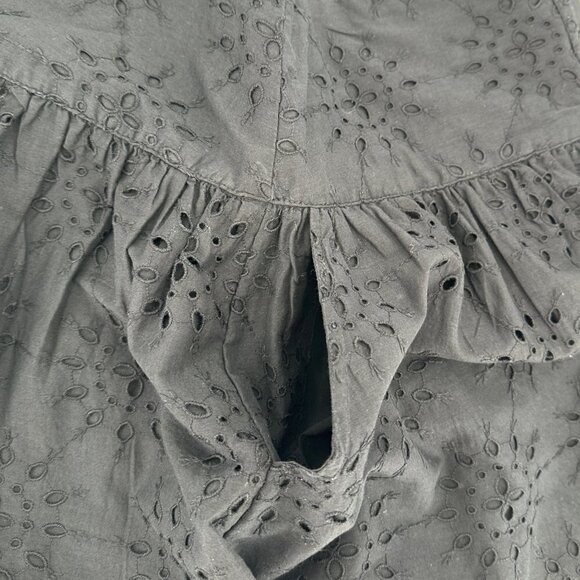 Sundance Roslin A-line Button Front Eyelet Black High Rise Floral Small Skirt - Picture 7 of 7